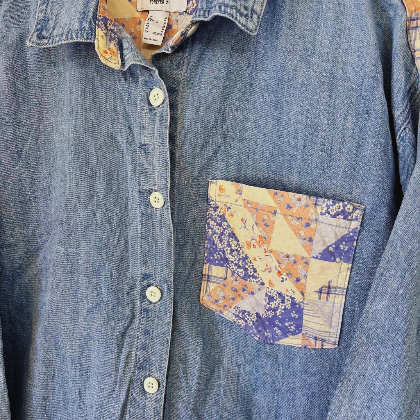 Denim Floral Patch