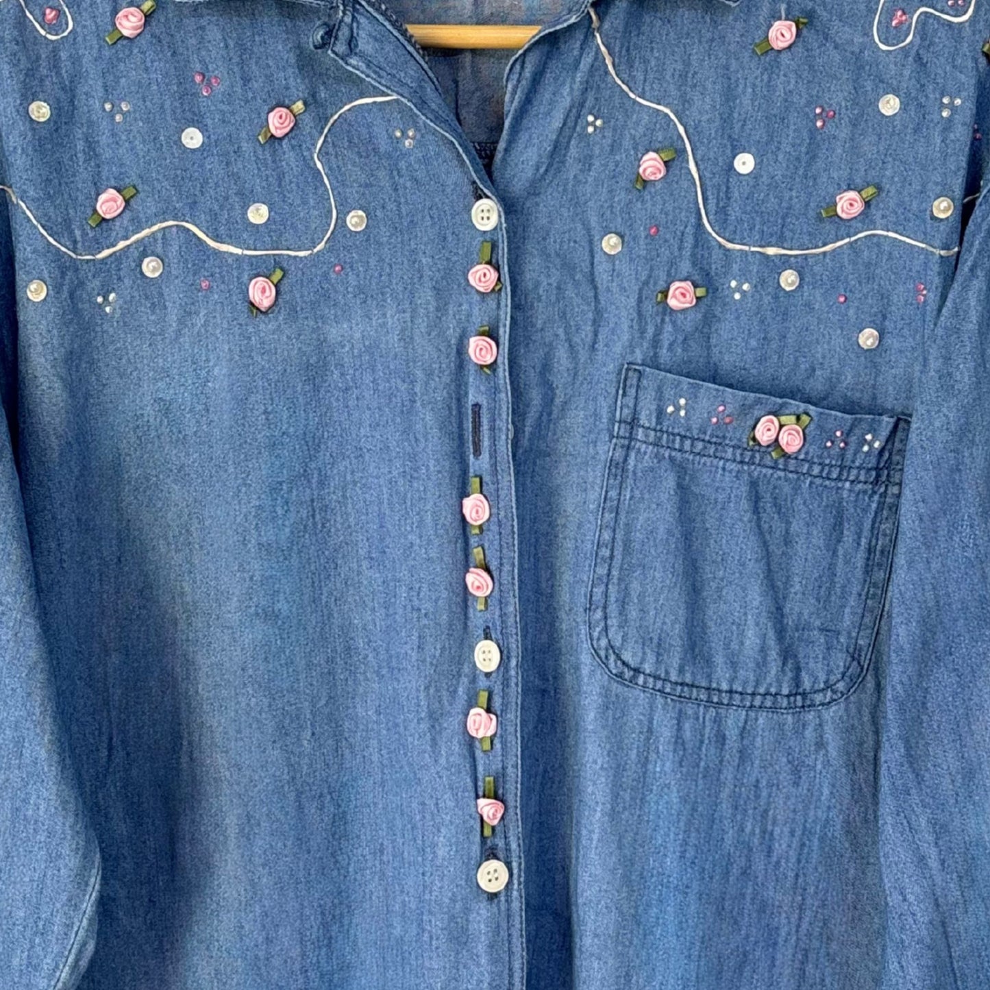 Rose Denim Western Shirt