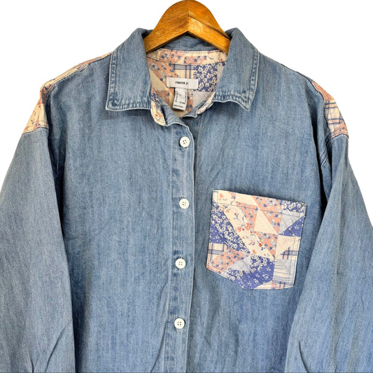 Denim Floral Patch