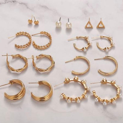 9 Pair Pearl Hoops & Studs