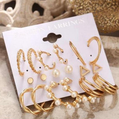 9 Pair Pearl Hoops & Studs