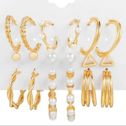 9 Pair Pearl Hoops & Studs