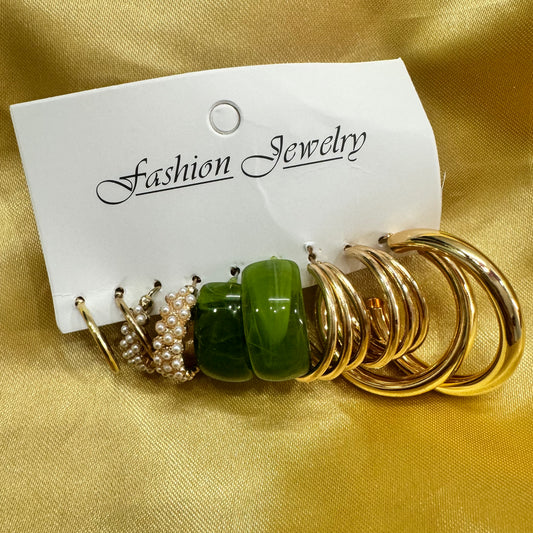 5 Pairs of Hoops and Pearls