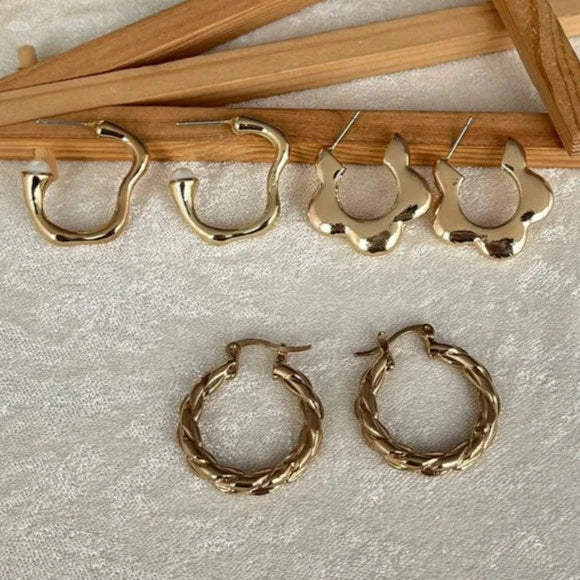 Gold Plated Hoops Combo Set