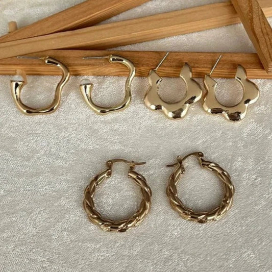 Gold Plated Hoops Combo Set