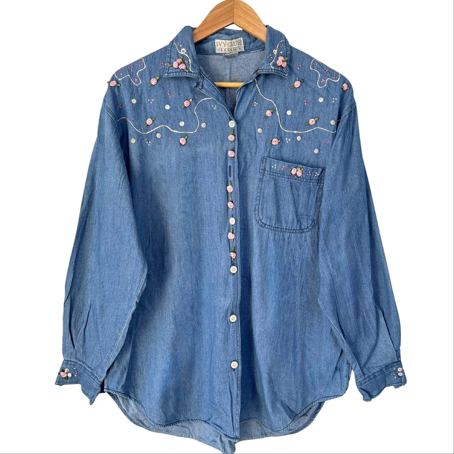 Rose Denim Western Shirt