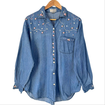 Rose Denim Western Shirt