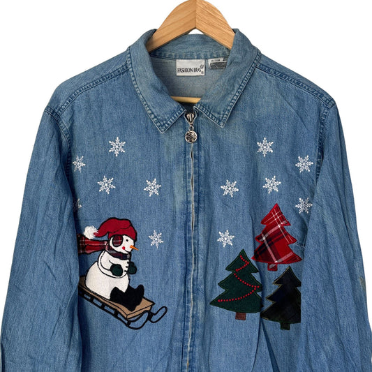 Sledding Snowman Denim