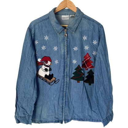 Sledding Snowman Denim