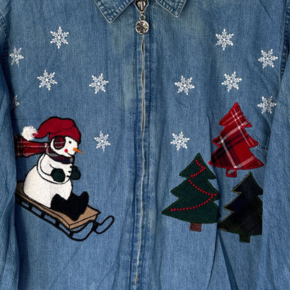 Sledding Snowman Denim