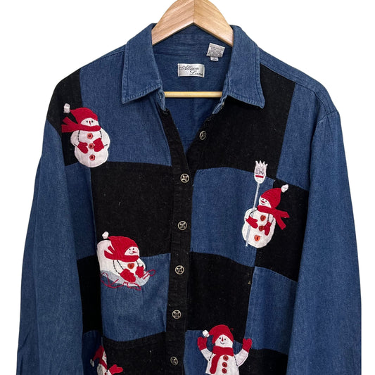 Snowman Patchwork Denim