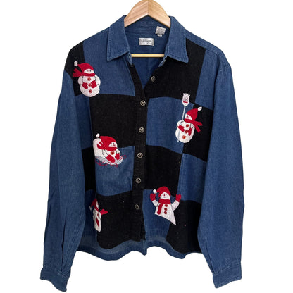 Snowman Patchwork Denim