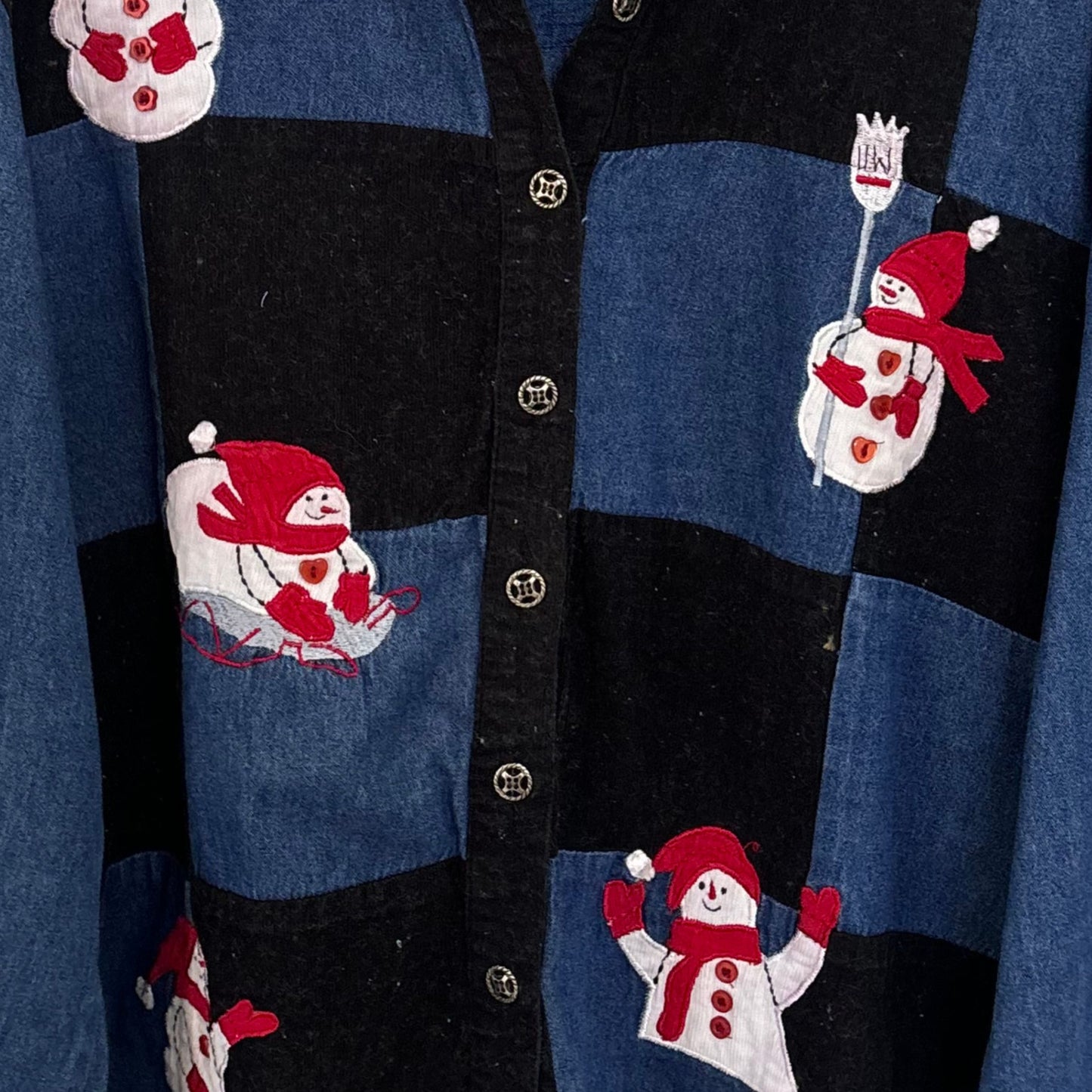 Snowman Patchwork Denim