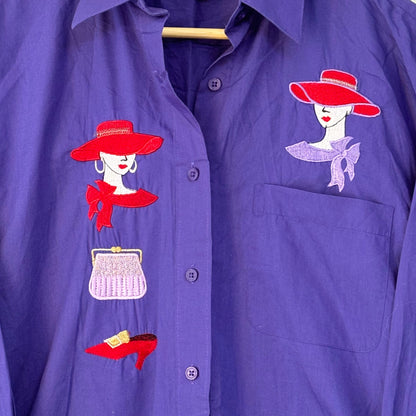 Royal Blue Lady Embroidered