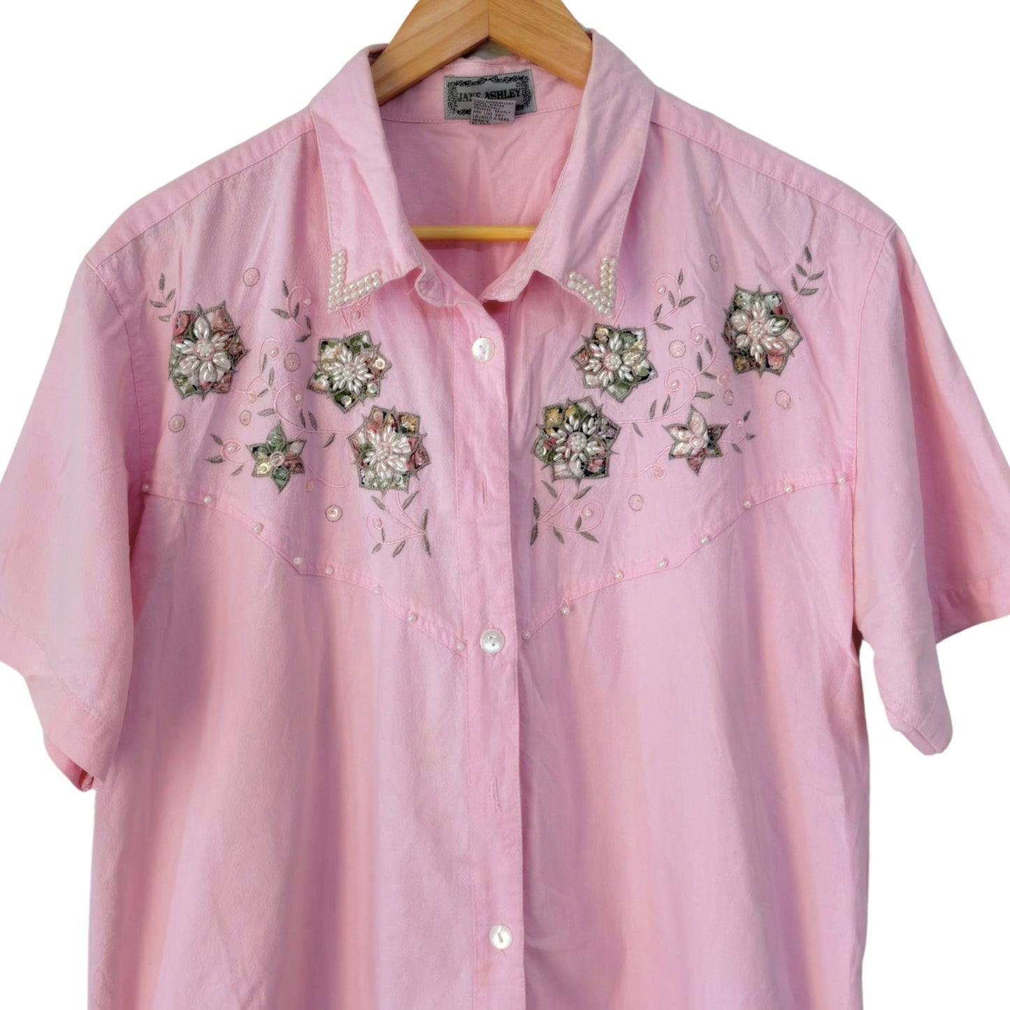 Pink Floral Pearl Embroidered