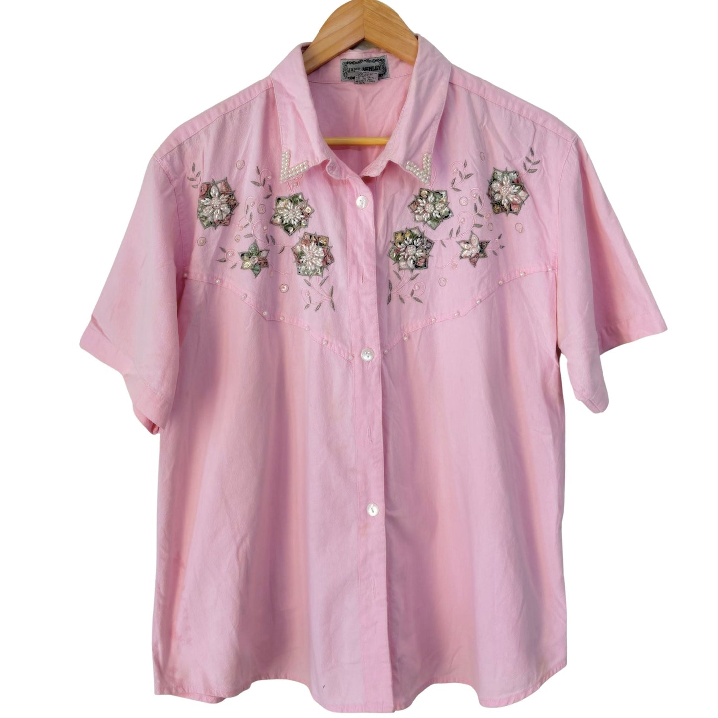 Pink Floral Pearl Embroidered