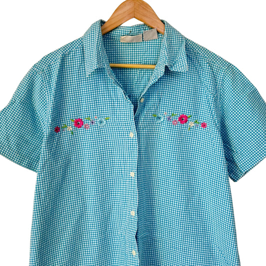 Blue Gingham Floral