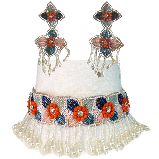 Beaded Choker with Earrings