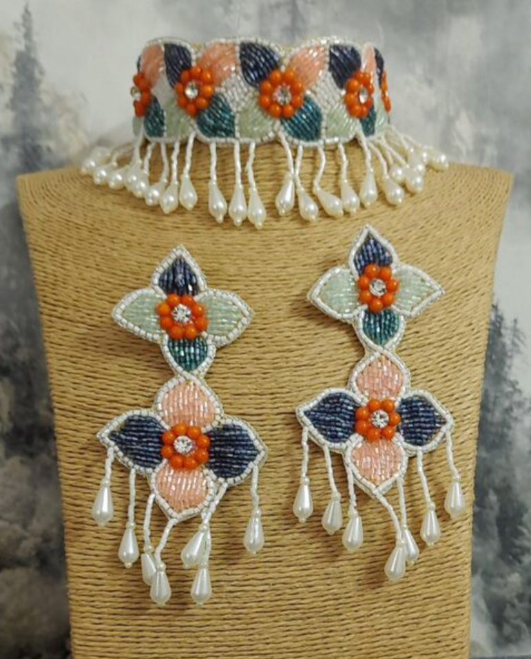 Beaded Choker with Earrings